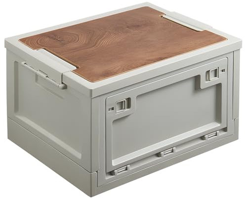Campingbox, Aufbewahrungsbox mit Deckel, 30L Faltbar Plastik Aufbewahrungsbehälter, Campingbox für Auto,Kofferraum Organizer mit Seitlicher Klappe für Reisen im Freien, Camping, Familie