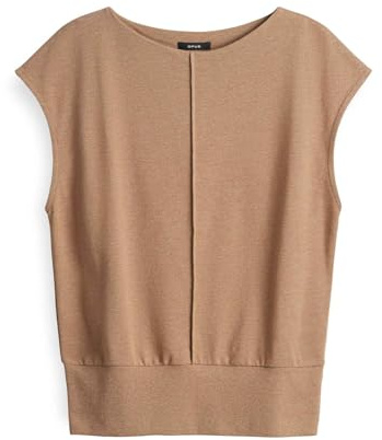 OPUS Damen Kurzarmshirt | SIESA Regular Jerseyshirt in Strickoptik golden Oak, 40