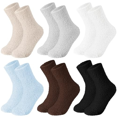 Halinuia 6 Paires Chaussettes Femmes Hiver, Chaussettes éPaisses Thermiques Femme, Chaussette Chaussons Corail Polaire, Chaussette Moelleuses Chaudes Cadeau pour Femme, 36-41