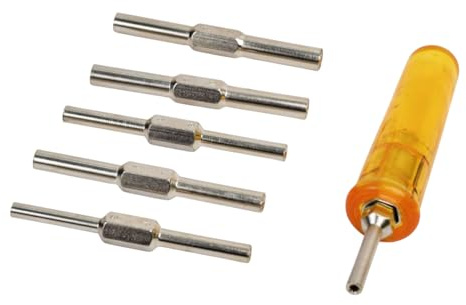 PRAZTECH® Clock Mainspring Let-Down Key Tool Kit | Includes 6 Double-Ended Chuck Rods (12 Arbor Sizes) + Ergonomic Handle | Clock Winding Arbor Release Tool for Watchmakers & Repair
