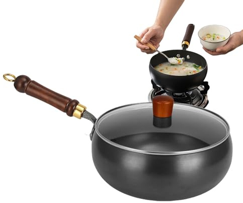 Järnpanna – non-stick kökspanna med lock, professionell mage obelagd köksredskap för ägg biff kyckling räkor fisk stekning utomhus camping matlagning
