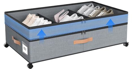 Contenitore per riporre sotto il, bidoni resistenti con ruote, sotto il, cestini portaoggetti su ruote, per scarpe, vestiti, lenzuola, giocattoli, biancheria da, casa, camera da