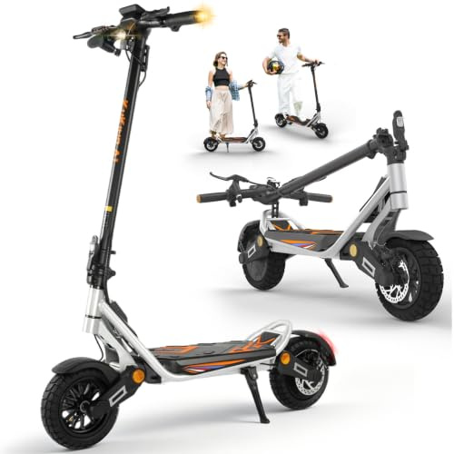 Trottinette Electrique Adulte 1000W - 45km Autonomie 10 Tubeless Pliable Tout-Terrain Trottinette Électrique, Double Suspension,Double Frein à Disque Escooter,IP54,Charge 120kg,6 Vitesses 48V 13Ah