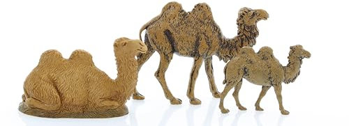 Moranduzzo 3 Cammelli Assortiti per Presepe da Cm 6 – MINI 6 – Scala 1:32 – Statuine Indistruttibili Rifinite a Mano, Scultore M. Landi, Made in Italy