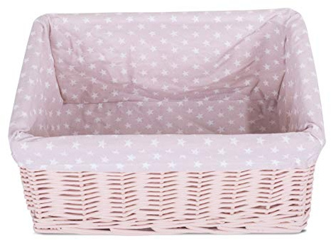 green leaves Hamper Baskets for Gifts Empty, Small Woven Wicker Storage Basket, Pink Wicker Baby Baskets for Hampers, Gifts, Grey Storage Basket Hampers (Pink, Medium)