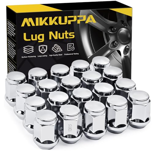 M12 x 1,5 Radmuttern für 2006–2019 Ford Fusion, 2000-2019 Ford Focus, 2001-2019 Ford Escape Aftermarket Wheel – MIKKUPPA 20 Stück Chrom geschlossene Endmuttern