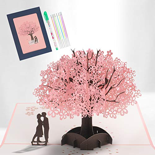 Karte Grußkarten für Hochzeit, Weihnachten, Geburtstag, Jahrestag, Valentinstag 3D Glückwunschkarte Hochzeit, Pop Up Rosa Karte Hochzeit