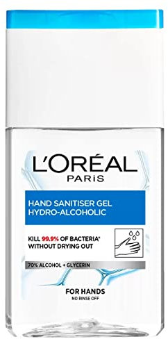 L'Oreal Paris Anti Bacterial Hand Sanitiser Gel Hydro-Alcoholic, Kill 99.9% of Bacteria* Without Drying Out, 125ml