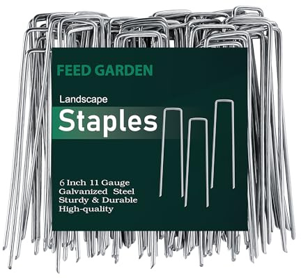 FEED GARDEN 6 Inch 100 Pack Galvanized Landscape Staples Plant Cover Stakes 11 Gauge Tent Stakes Garden Stakes Landscaping Fabric SOD Pins Yard Stakes for Decoration Weed Barrier Fabric