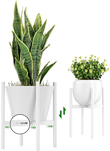 EKNITEY Soporte ajustable para macetas: soporte moderno para flores para interiores y exteriores, organizador de plantas de metal, soporte organizador para jardín, patio, esquina, baño, sala de estar,