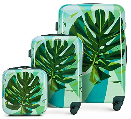 WITTCHEN Gepäckset Young-Kollektion ABS mit Polycarbonat Beschichtung und Teleskopgriff Handgepäck Koffer Set Reisekofferset (S+M+Kosmetikkoffer) Grün-blau