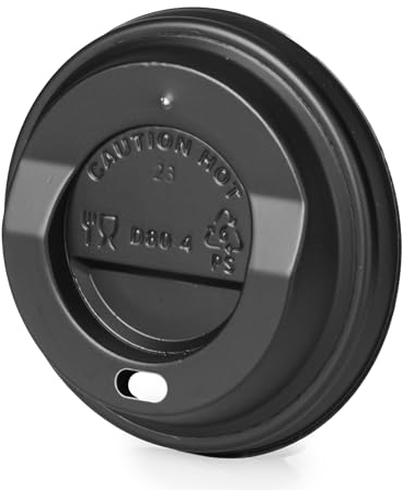 Signature Packaging - Ripple Coffee Cup Lids - 8oz (236ml) - 100 Pack - Black