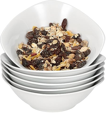 MamboCat Lotta 6er Set Müslischale I 250 ml I weiße Porzellan-Schälchen für 6 Personen I Bowl für Salat, Obst, Desserts, Snacks & Co. I schickes Geschirr für Frühstück, Mittag, Kaffee & Abendbrot