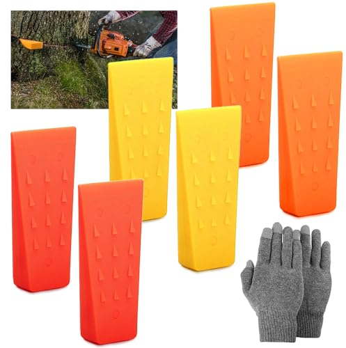 Cuñas para Talar árboles,6 Piezas Cuñas de Tala de Plástico,Cuñas de Troncos para Motosierra,Cuña de Arbol Plástico,Cuñas de Corte de Motosierra,Cuña para Madera,Porta Cuñas para Tala de Arboles