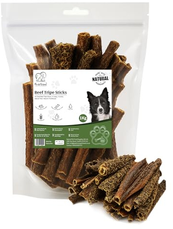 PAWLICIOUS 1 Kg Bag Dried Buffalo Beef Tripe Sticks for Dog Snacks, 100% Natural Air Dried Dog Treat Chews, Protein & Law Fat, Perfect for Sensitive Stomachs Suitable for All Breeds and Size
