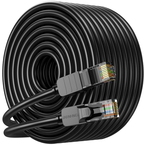JARNHNG Cat 6 Ethernet-kabel 4,6 m, inomhus/utomhus hög hastighet 10 Gbps internetkabel, svart RJ45 LAN-patchkablar, Ethernet-kabel lämplig för spel, datorer, tv-apparater, routrar, skrivare