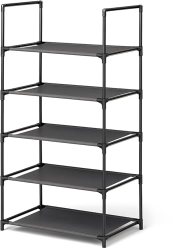 edihome, Zapatero Estrecho, 5 Niveles, (28 x 45 x 89 cm), Organizador Zapatos, Zapateros Estrechos y Altos, de Plastico, Vertical, Estanteria, Show Rack, Sapateira (5 Baldas)