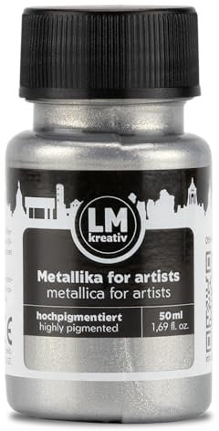 LM-Kreativ Metallika for Artists 50 ml - Silber - Metallic Acrylfarbe/Bastelfarbe. Für kreative Projekte auf Holz, Leinwand, Keramik. Hochdeckend, lichtecht. Für Künstler und Bastler