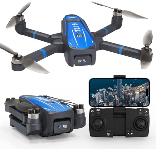 Toladrone TL16 Brushless Motor Droni per Principianti, Mini Drone con Fotocamera 4K RC Pieghevole Quadcopter per Adulti, Modalità Senza Testa 360° Flip Mantenimento Dell'altitudine, Blu