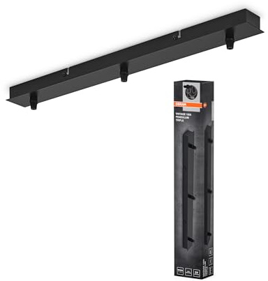 OSRAM Vintage 1906® Pendulum 3X Canopy LINEAR, nero, max. 3x15W LED, rosone lineare triplo per montaggio a soffitto, collegamento di 3 lampade a sospensione, design vintage minimalista, IP20