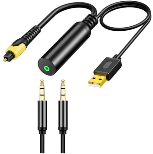 Fangxuee Digital till fiberoptisk ljudkonverterare till 3,5 mm fiberomvandlare till 3,5 mm digital optisk ljudkonverterare USB optisk ljudkabel spdif till 3,5 mm