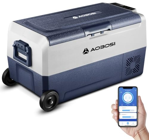 AAOBOSI 36 Litri Frigo Portatile Doppia Zona, Frigorifero Auto -20 ℃ a 20 ℃, Frigo Campeggio con APP, 12/24 V DC e 100/240 V AC Frigorifero Portatile Per Auto,Camion,Camper,Barca,Campeggio,Viaggi,Casa