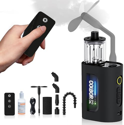 COLBOR CF3 - Macchina per il fumo portatile con telecomando, 30 W, ricaricabile, per fotografia, Natale, cosplay, mini nebulizzatore con illuminazione RGB e effetto Tyndall (uso interno/esterno)