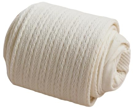 Kelisdi Collants d'hiver chauds en tricot torsadé taille haute en coton doux respirant thermique plusieurs options de couleur pour l'automne collant en coton épais, Lait blanc, No velvet added