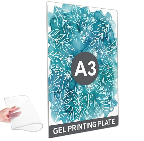 iplusmile A3 Gel Plates for Printing, 40x28cm Plate Reusable Gel Press Clear Jelly Slab for for Lino, Screen Printing, Printmaking