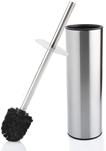 Bamodi Scopino per WC Bagno in Acciaio Inox - Spazzolone con Portascopino WC - Design Discreto a Prova di Impronte - Design Semplice e Minimalista - Satinato