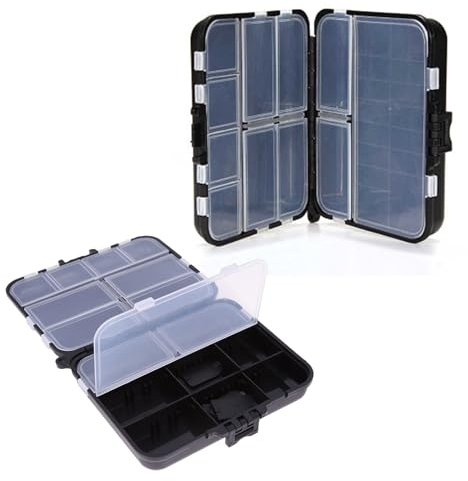 HPiano 2PCS Fishing Tackle Box, Plastic Fishing Tackle Professional Fishing Tackle Storage Box, Multifunction Toolbox Parts Box Waterproof individually adjustable inner compartments