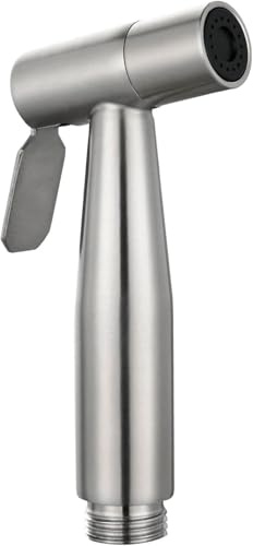 Spruzzatore portatile per bidet per WC, spray da bagno in acciaio inox per interfaccia filettata G1/2 (0,8 pollici), nichel spazzolato.