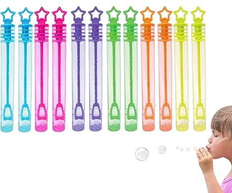 12 mini tubos de neón de estrella con solución líquida de burbujas de 4 ml, perfecto para fiestas y celebraciones, regalos de boda, juguetes para niños (12 tubos de burbujas de neón para fiesta)