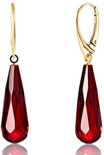 Amber by Mazukna - Ohrringe Bernstein, Handgefertigter Tropfen, 45x10mm Leichte Edelstein Ohrringe Silber 925, Statement-baumelnder