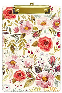 Hnogri porte bloc a5 avec pince, Plastique dur, Clipboard A5 dessin de mode, Planchettes à pince et porte-formulaires, 15CM x 22.5CM, Fleur d'huile