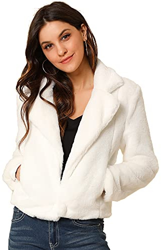 Allegra K Women's Winter Weddind Fur Bolero Jacket Formal Faux Fur Coat | Loose Fit, Long Sleeve, Fluffy Cropped Shrug, Fuzzy Jackets, Evening Wedding Outfit, Formal