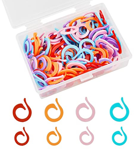 LAMXD 120 rotuladores de punto para tejer, 60 grandes 60 pequeños anillos de marca de ganchillo de plástico, anillos de punto para tejer para coser de punto t - colores aleatorios