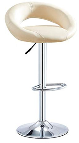 Modern PU Leather Adjustable Swivel Barstools Armless Hydraulic Kitchen Counter Bar Stools Moon Bend Island Bar Stool with Back Red (Large) (Beige (Large))