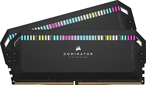 CORSAIR DOMINATOR PLATINUM RGB DDR5 RAM 32GB (2x16GB) 6000MHz CL30 Intel XMP Compatibile iCUE Memoria per Computer - Nero (CMT32GX5M2B6000C30)