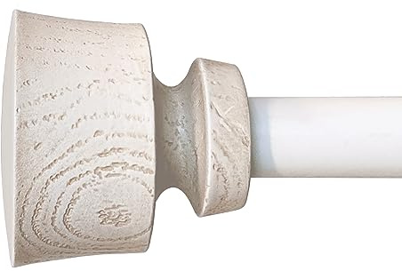 Stockton Ensemble tringle à rideaux réglable de 122 à 21 cm, 1,5 cm de diamètre, blanc ancien