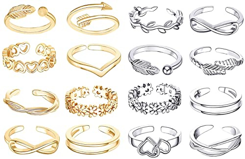 GreatMH 24PCS Toe Rings for Women Adjustable Toe Rings Women