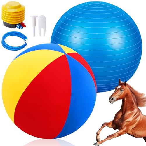 VercanMonth Giant Herding Ball with Ball Cover Anti Burst Please Watch VCR for How to Inflation Horse Toys for Horses Entertainment Play, Pump Included(Cute,48 Inch,Colorful)