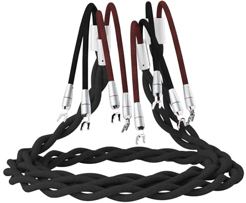 Monosaudio Cavo per altoparlante HiFi High end, S803S2R, 2,5 m, Multi-Core OCC rame placcato 11 AWG, connettore a Y per amplificatore HiFi, ricevitore AV, altoparlante CD/DVD Decorder