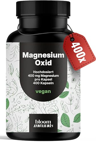 Ossido di Magnesio 664 mg (di cui 400 mg di magnesio elementare) – 400 Capsule Vegano – Alta Concentrazione – Prodotto in Germania - Magnesio Ossido - Testato in Laboratorio