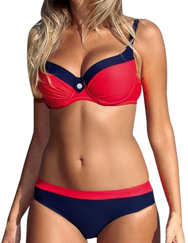 Bikini Sets for Women UK Two Piece Color Block Swimming Costumes Womens High Waisted Plus Size Swimwear Full Coverage Swimsuits for Women's Sexy Push up Bikini Set Beachwear Sale