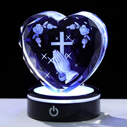Arikyrist Crystal 3D Praying Hands Figurines Christian Gifts for Women Men