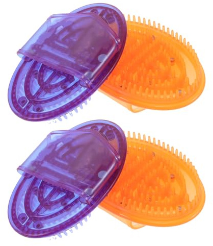Veemoon 4pcs Meridian Pressure Body Massage Brush Set PVC Material 160g Each Purple Nail Brush Orange Handheld Relaxation Device for Lumbar and Full Body Spa Care