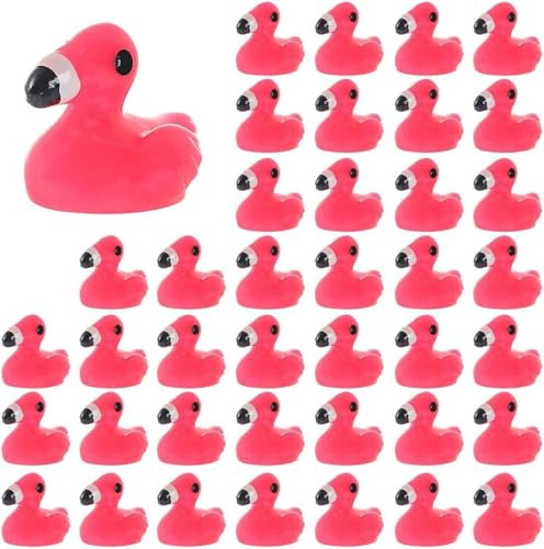 COYUN 40 Pièces Mini Flamant Rose, Résine Animal Miniature Jouet pour Bricolage Artisanat Ornement de Paysage Jardin Maison Maison de Poupée Décorations de Gâteaux Aquariums et Décoration de Pot