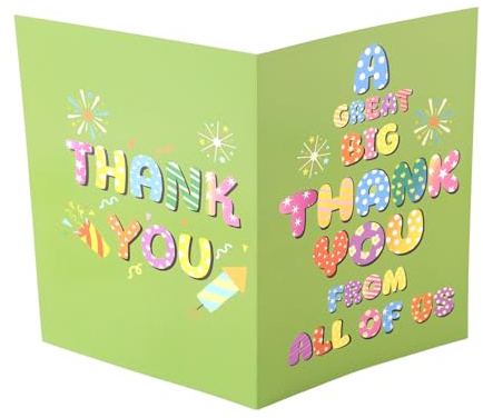 lasuroa Tarjeta Thank You Grande, Tarjeta Agradecimiento Gigante 40x27cm con Sobre Artículos Felicitación para la Escuela y la Oficina Regalo para Profesores Compañeros Trabajo y Jefes (Verde)