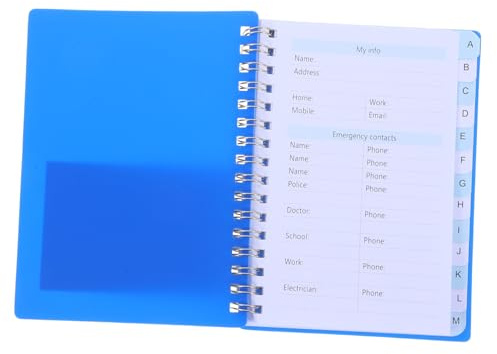 HOMSFOU Carnet de Mots de Passe Multifonction Format A6 à Spirale avec Onglets Alphabétiques Bleu pour Organisation D’adresses Web et Gestion Sécurisée des Comptes